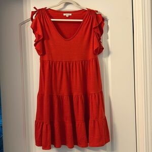 Max Studio Red Ruffle Sleeve Dress